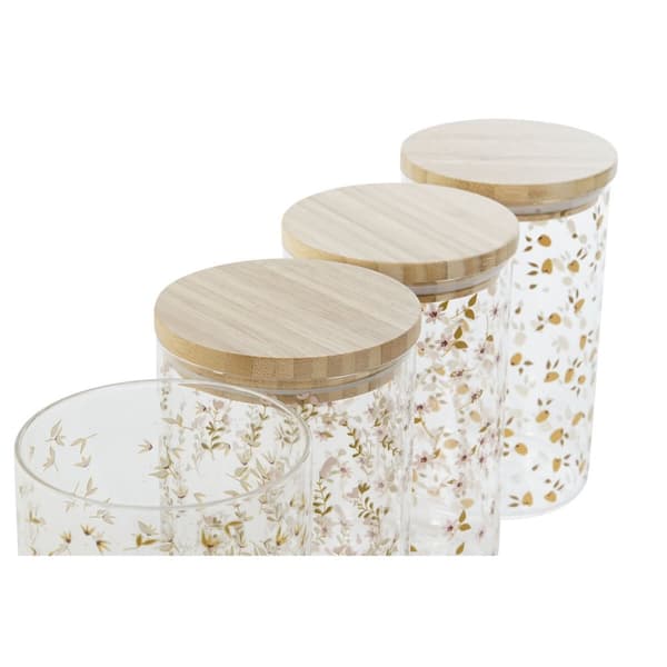 Burk DKD Home Decor Bambu Borosilikatglas Shabby Chic 1 L 10 x 10 x 17 cm (4 antal)