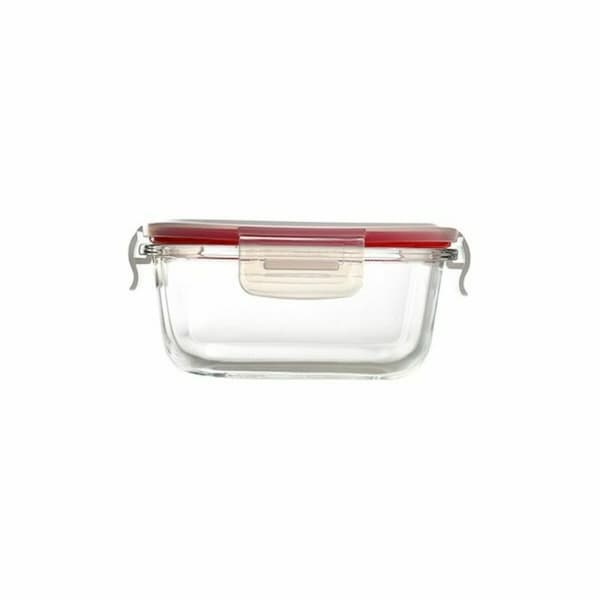 Lunchlådor, set Bergner Walking Anywhere Borosilikatglas cuadradas Fyrkantig 320 ml 520 ml 800 Strani Röd