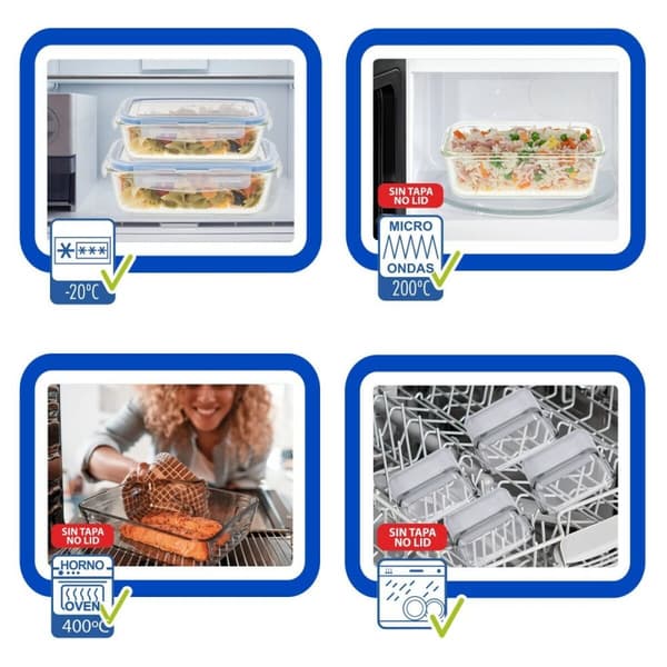 Set med stapelbara, hermetiskt förslutna, matlådor Max Home 6 antal 23 x 7,5 x 17,5 cm