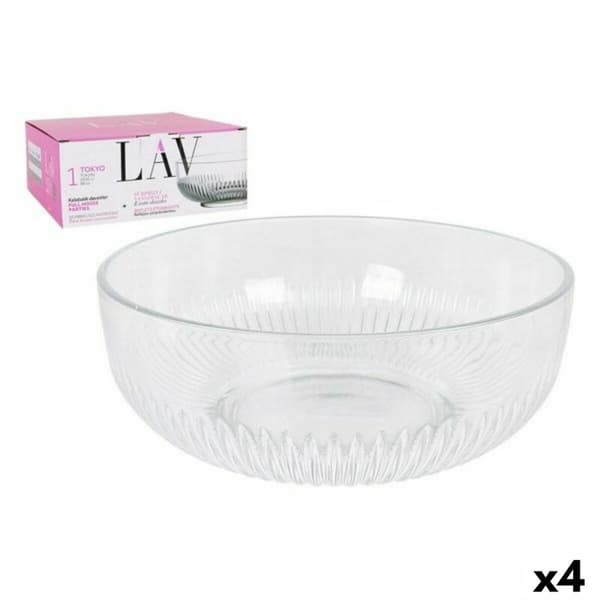 Salladsskål LAV CP112-1 Transparent Glas 23 x 23 x 10 cm (4 antal) (2600 cc) (ø 23 x 9,4 cm)