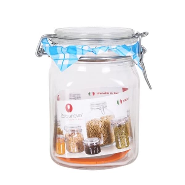 Burk Borgonovo Hermetisk Transparent Glas 1L 10,5 x 10,5 x 15,5 cm (6 antal)