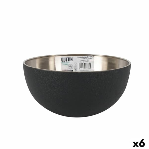 Salladsskål Quttin Svart Silvrig Stål 24 x 12 cm (6 antal)
