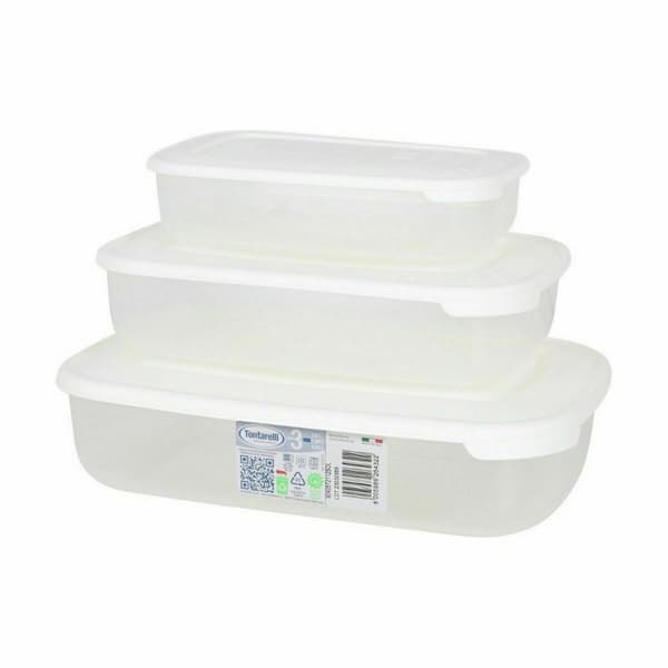 Lunchlådor, set 3 Tontarelli Family Vit Rektangulär 29,6 x 19,8 x 7,7 cm (20 antal)