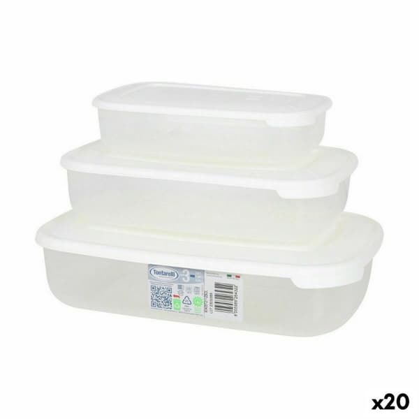 Lunchlådor, set 3 Tontarelli Family Vit Rektangulär 29,6 x 19,8 x 7,7 cm (20 antal)