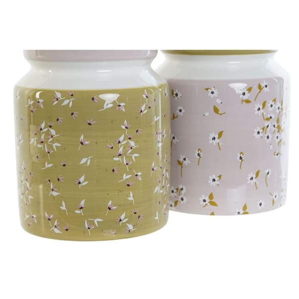 Dåse til køkkenudstyr DKD Home Decor Metal Dolomite Træ MDF 12 x 12 x 25 cm (2 enheder)