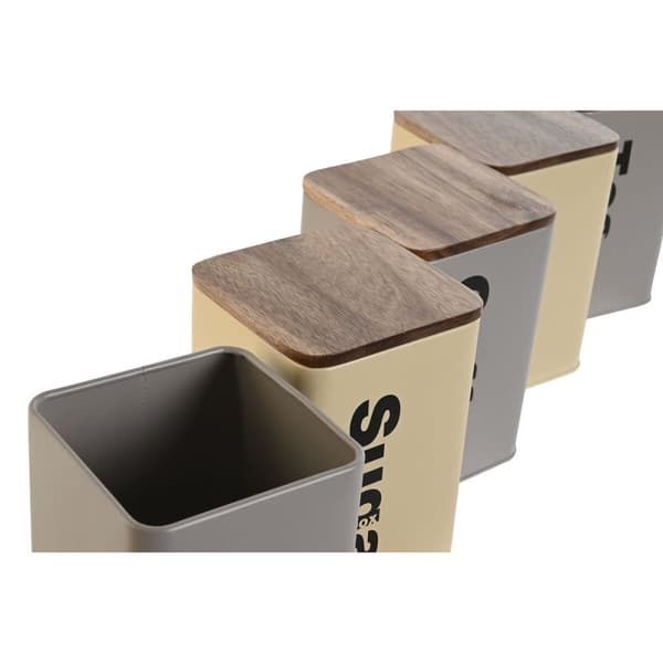 Blik Home ESPRIT Beige Grå Mørkebrun Metal Bambus 10 x 10 x 14,5 cm (6 enheder)