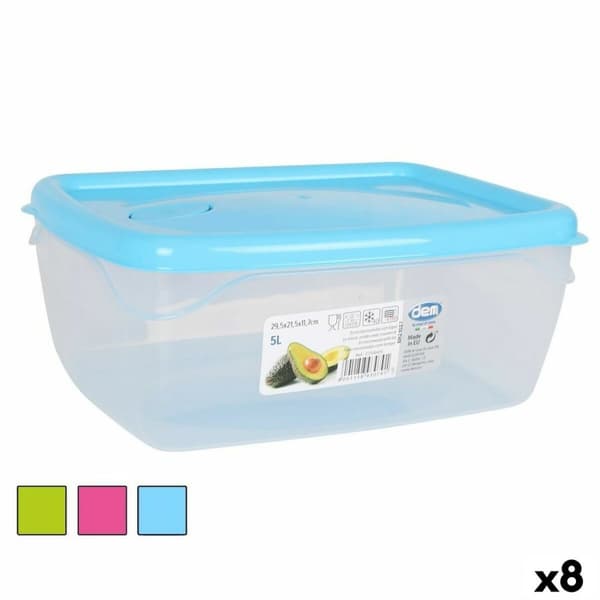 Rektangulær madkasse med Låg Dem 5 L Rektangulær 29,5 x 21,5 x 11,7 cm (8 enheder)