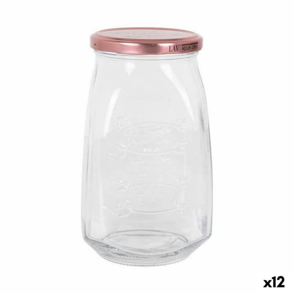 Gennemsigtig Glaskrukke Inde Tasty 1,05 L Med låg (12 enheder)