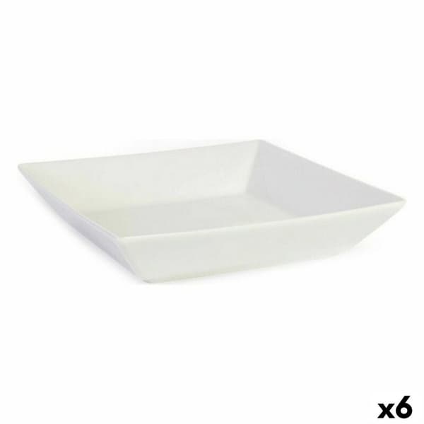 Salatskål La Mediterránea Elite Hvid Keramik 21 x 21 x 4,5 cm (6 enheder) (21 x 21 x 4,5 cm)