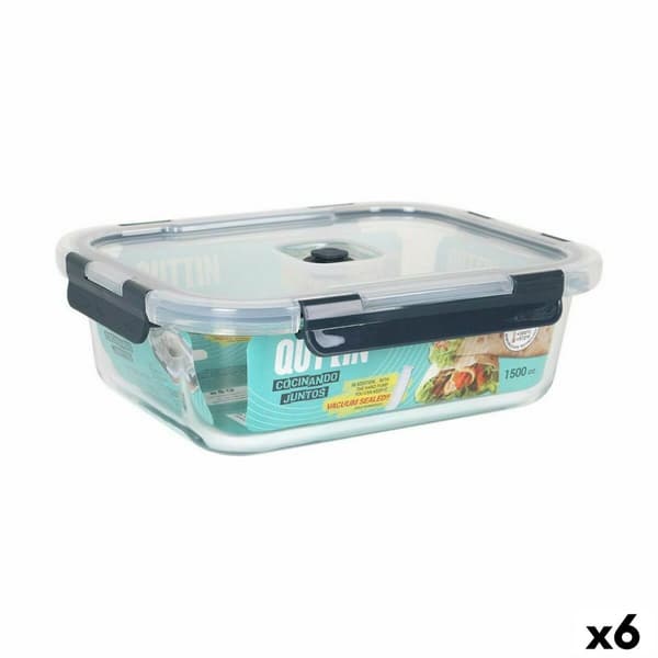 Hermetisk madkasse Quttin   Rektangulær 1,5 L 23 x 17,8 x 7,6 cm (6 enheder)