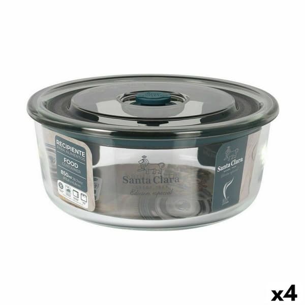 Hermetisk madkasse Santa Clara Grå 850 ml 15,6 x 6,8 cm (4 enheder)
