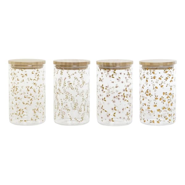 Blik DKD Home Decor Bambus Borosilikatglas Shabby Chic 1 L 10 x 10 x 17 cm (4 enheder)