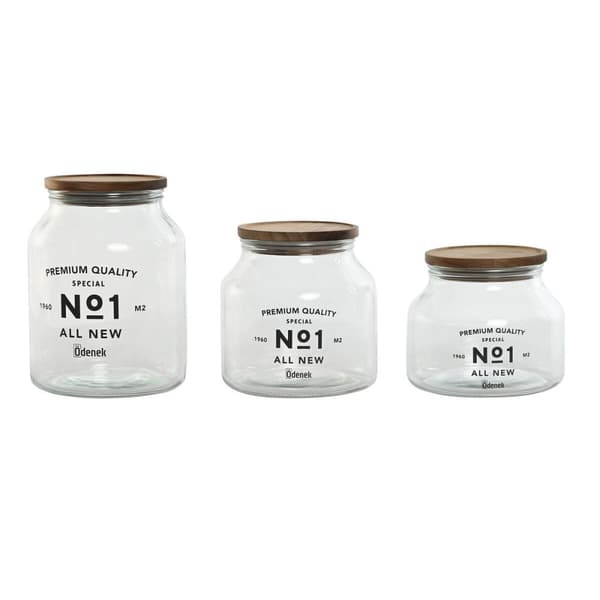 Sæt med 3 Dåser Home ESPRIT Natur Krystal Akacie 1,5 L 2 L 3 L 16 x 16 x 21 cm