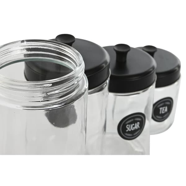 Sæt med 4 Dåser Home ESPRIT Sort Metal Krystal 1 L 1,5 L 1,8 L 10,4 x 10,4 x 26,4 cm