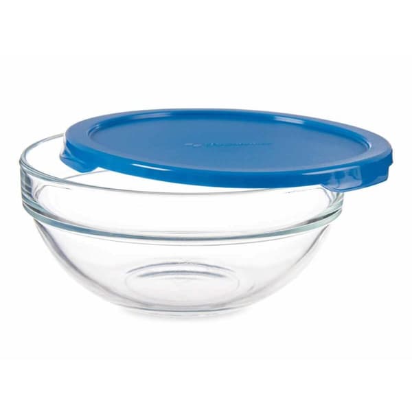 Rund madkasse med låg Pasabahce Chefs Blå 595 ml 14 x 6,3 x 14 cm (6 enheder)