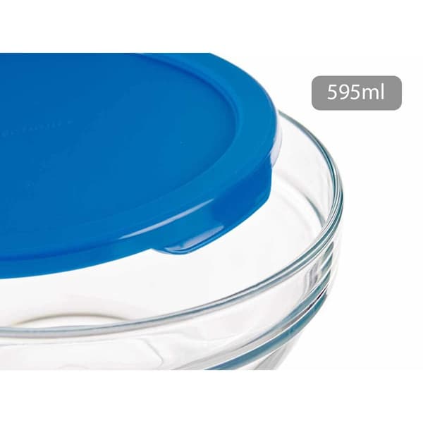 Rund madkasse med låg Pasabahce Chefs Blå 595 ml 14 x 6,3 x 14 cm (6 enheder)