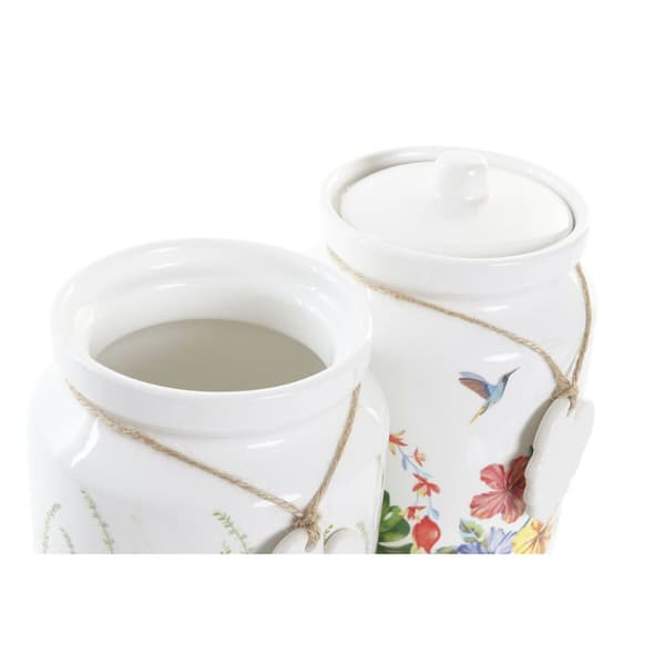 Boks DKD Home Decor Hagen Flerfarget Tropisk 15 x 15 x 21 cm (2 enheter)