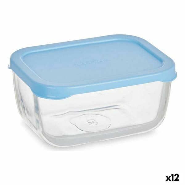 Matboks Pasabahce Snow Blå Gjennomsiktig Glass Polyetylen 420 ml 12,5 x 6 x 9,5 cm (12 enheter)