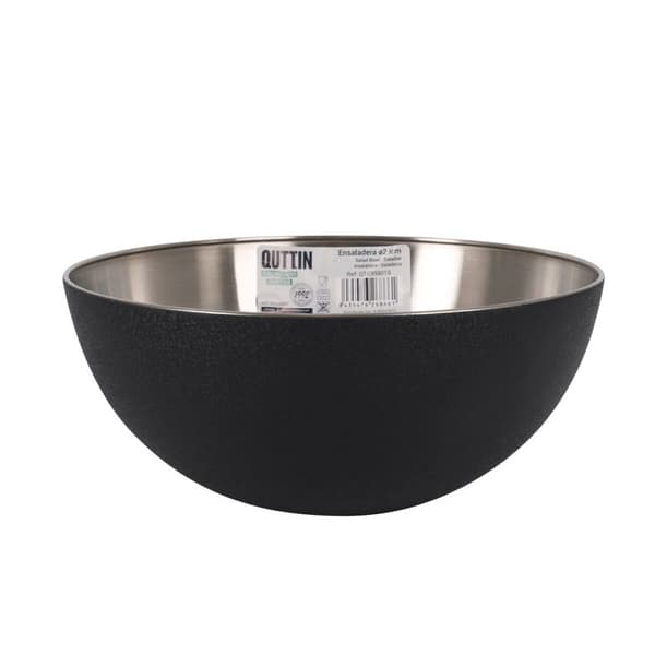Salatbolle Quttin Svart Sølv 29 x 12 cm Stål (4 enheter)