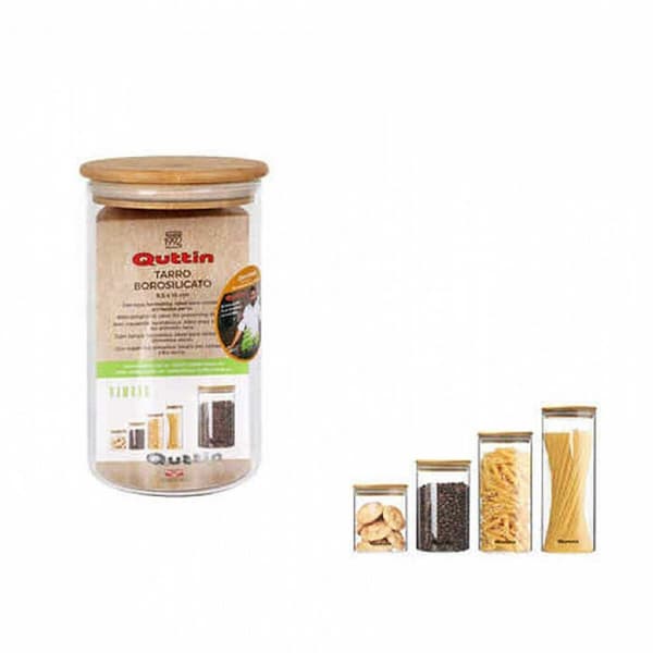 Boks Quttin Borosilikatglass Bambus Silikon 850 ml 10,2 x 16,8 cm (12 enheter) (9,5 x 16 cm)