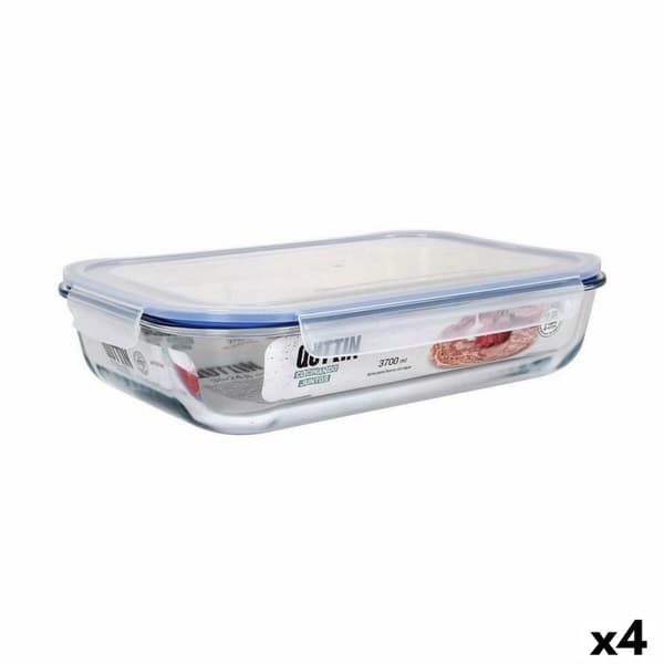 Hermetisk Lunsjboks Quttin   Rektangulær 3,7 L 36 x 24,8 x 8,1 cm (4 enheter)