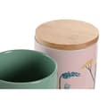 Pikkukuva 2 / 3: Purkki DKD Home Decor 11,5 x 11,5 x 17,5 cm Kukka-aiheinen Pinkki Vihreä Bambu Kivitavara Shabby Chic (2 osaa)