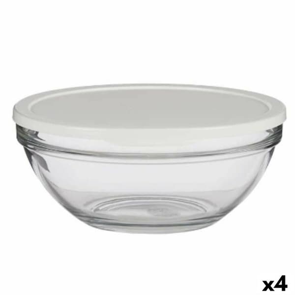 Pyöreä eväsrasia kannella Pasabahce Chefs Valkoinen 2,5 L 23,7 x 10,1 x 23,7 cm (4 osaa)