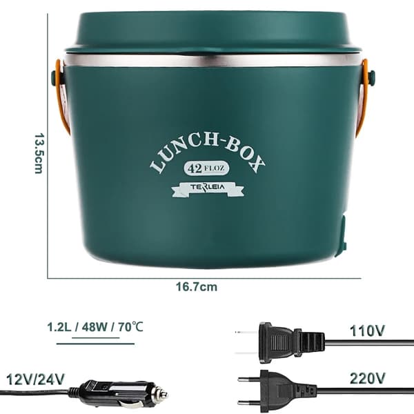 1,2L rustfri elektrisk lunsjboks 12/24v / 230v Bil truck kontor 48W