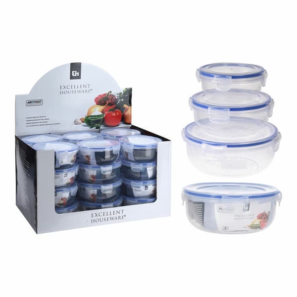 Lunchlådor, set Excellent Houseware 024000670 Plast Rund 400 ml 800 ml 1,4 L 3 antal