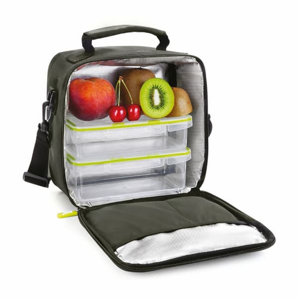 Lunsjboks med tilbehør Ibili 753450 Svart Polyester 600 ml 800 ml 21 x 12 x 22 cm