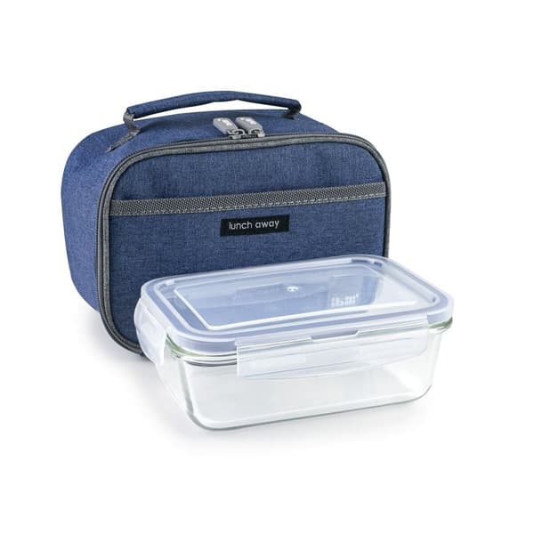 Lunsjboks med tilbehør Ibili 753401a Blå Polyester Borosilikatglass 21 x 13 x 14 cm