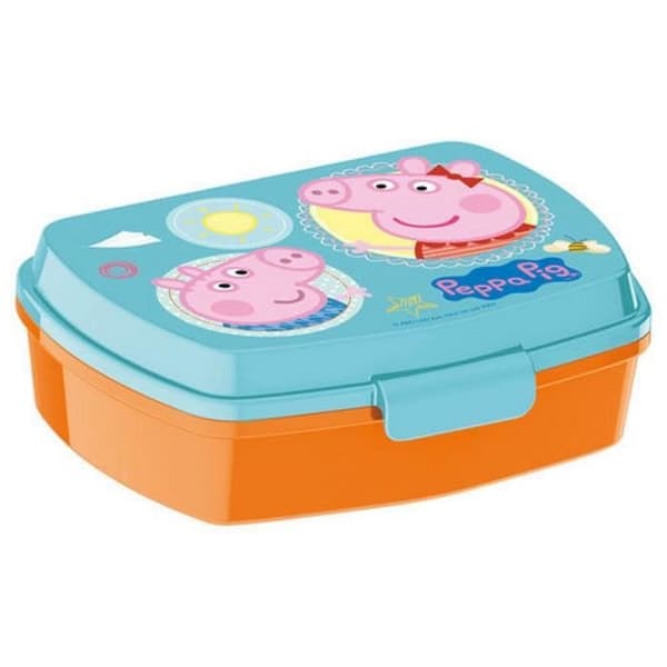 Snackbox - Peppa Pig - Lunchlåda - Orange - Turkos - 16x11x6 cm