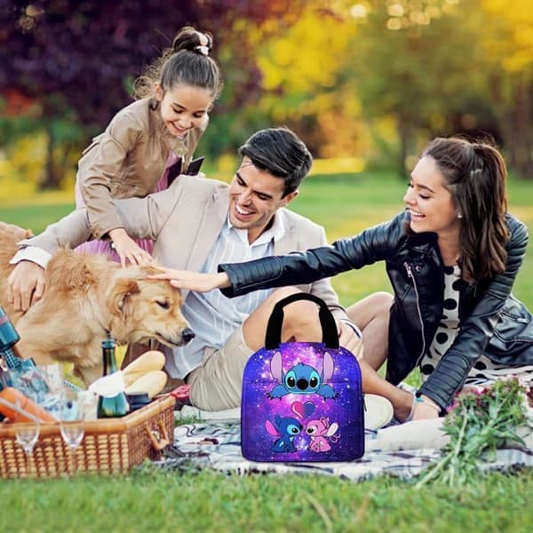 Stitch Isolerad Lunchpåse，Stitch Portabel Lunchväska, Lunchväska med stor kapacitet för barn, 3D-tryckt tecknad Lunchväska