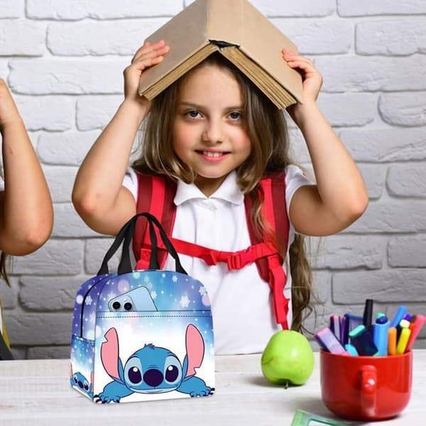 Stitch Lunchpåse Cartoon Lunchpaket, 3D-tryckt Bärbar Lunchväska, Barnskola Bento Bag Lunchväska, 22x13x20cm