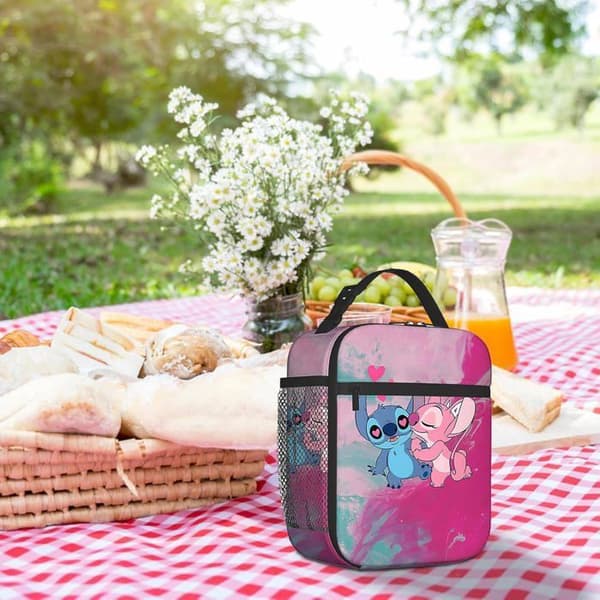 Stitch Isolated Lunch Bag för barn, Pretty Lunch Box, Stitch Isolated Lunch Bag för barn, Kvinnor, Män, Barn, Rosa