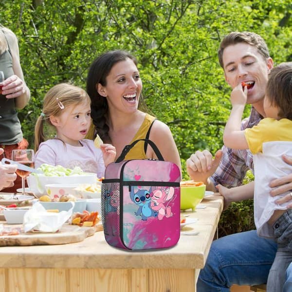 Stitch Isolated Lunch Bag för barn, Pretty Lunch Box, Stitch Isolated Lunch Bag för barn, Kvinnor, Män, Barn, Rosa