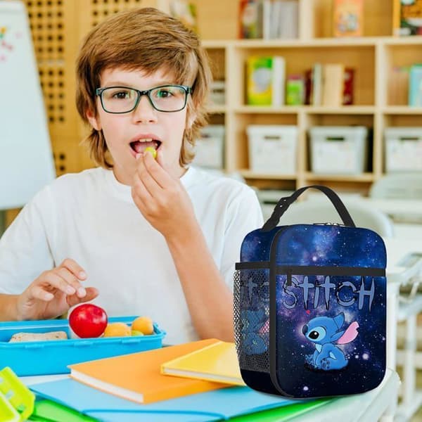 Stitch Isolated Lunch Bag för barn, Pretty Lunch Box, Stitch Isolated Lunch Bag för barn, Kvinnor, Män, Barn, Blå