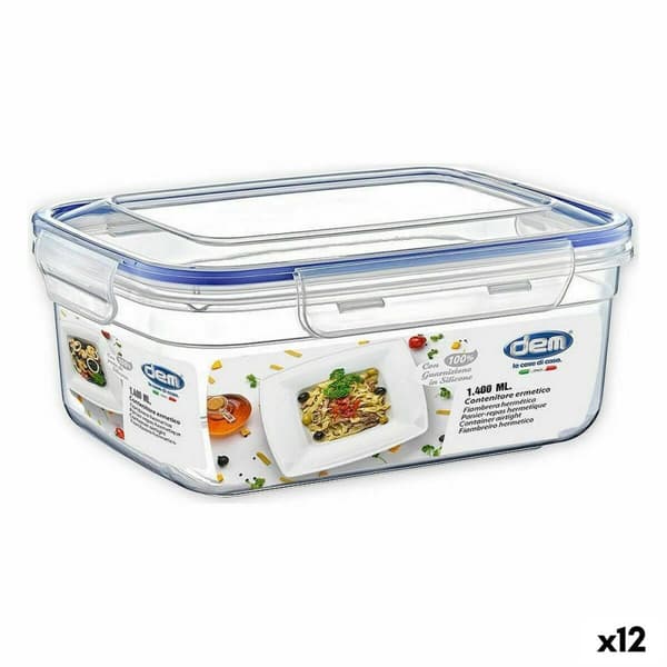Hermetisk matlåda Dem Rektangulär 1,4 L 20 x 15 x 9 cm (12 antal)