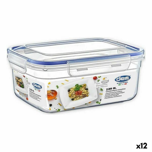 Hermetisk matlåda Dem Rektangulär 2,3 L 24 x 18 x 10 cm (12 antal)