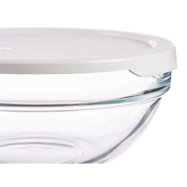 Rund madkasse med låg Pasabahce Chefs Hvid 595 ml 14 x 6,3 x 14 cm (6 enheder)