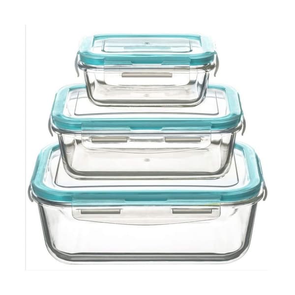 Lunchlådor, set 3 5five Simply Smart Blå Transparent Glas 300 ml 690 ml 1000 L 800 g