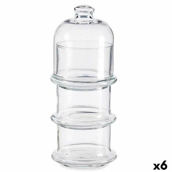Uppsättning med Burkar Patisserie Choklad Stapelbara Glas 9 x 22 x 9 cm (6 antal)