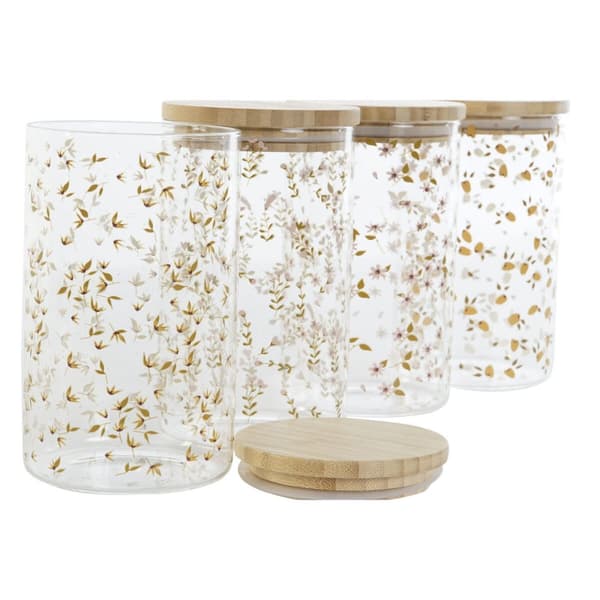 Burk DKD Home Decor Bambu Borosilikatglas Shabby Chic 1 L 10 x 10 x 17 cm (4 antal)