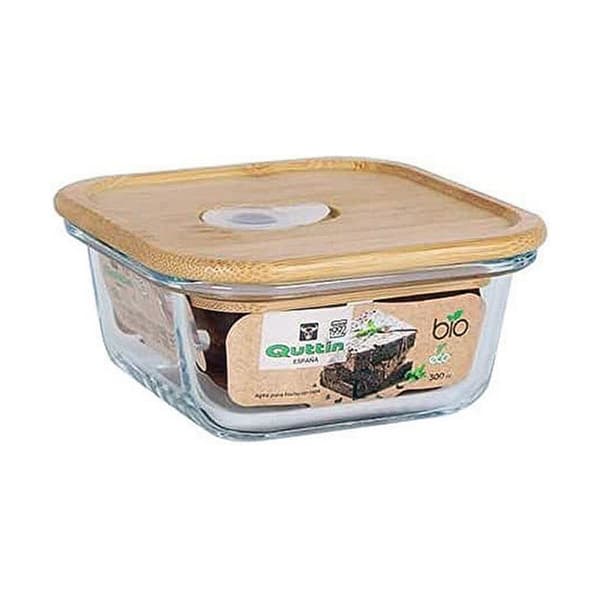 Madkasse Quttin 104724 Bambus 18 x 18 x 7,2 cm 1,1 L Borosilikatglas