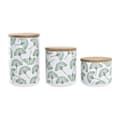 Pikkukuva 1 / 4: 3 purkkia DKD Home Decor Luonnollinen Valkoinen Vihreä Bambu Kivitavara Trooppinen 10 x 10 x 17 cm
