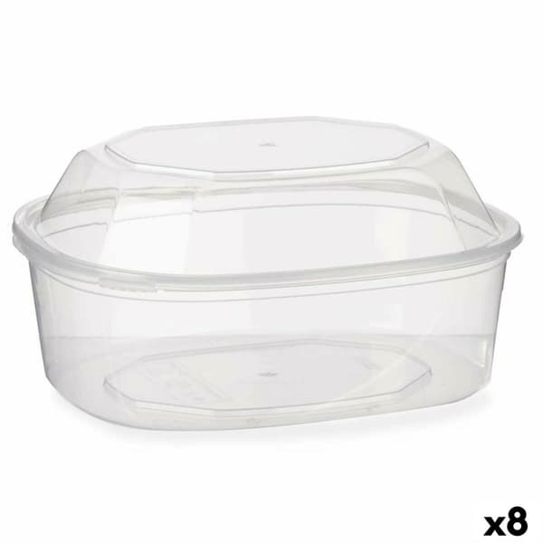 Suorakulmainen eväsrasia kannella Läpinäkyvä polypropeeni 1,5 L 18 x 10,5 x 21,5 cm (8 osaa)