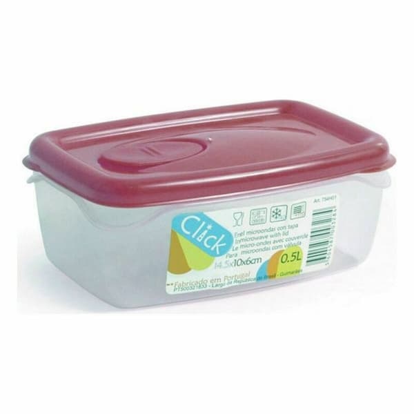 Rektangulær madkasse med Låg Dem 39582 Rektangulær 14,5 x 10 x 6 cm (24 enheder) (0,5 L) (14,5 x 10 x 6 cm)