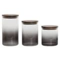 Miniatyrbild 1 av 4: Uppsättning med 3 Burkar Home ESPRIT Grå Naturell Akaciaträ Borosilikatglas 900 ml 1,5 L 1,2 L 3 Delar