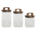 Pikkukuva 1 / 4: 3 purkkia Home ESPRIT Ruskea Läpinäkyvä Akaasia Borosilikaattilasi 650 ml 900 ml 1 L 3 Kappaletta