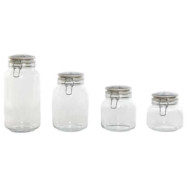 Sæt med 4 Dåser Home ESPRIT Blå Hvid Metal Silikone Krystal Stentøj 800 ml 1 L 1,5 L 2,2 L 4 Dele